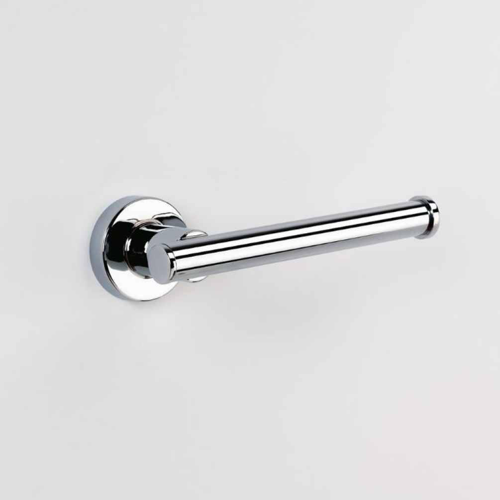 Close up product image of the Origins Living Tecno Project Chrome Spare Toilet Roll Holder